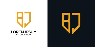 Monogram logo design initial letter b combined with shield element and creative concept vector