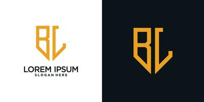 Monogram logo design initial letter b combined with shield element and creative concept vector
