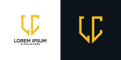 Monogram logo design initial letter l combined with shield element and creative concept vector