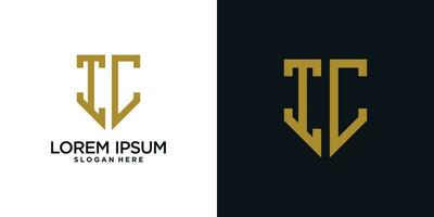 Monogram logo design initial letter i combined with shield element and creative concept vector