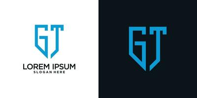 Monogram logo design initial letter g combined with shield element and creative concept vector