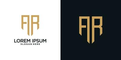Monogram logo design initial letter a combined with shield element and creative concept vector