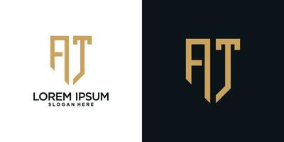 Monogram logo design initial letter a combined with shield element and creative concept vector