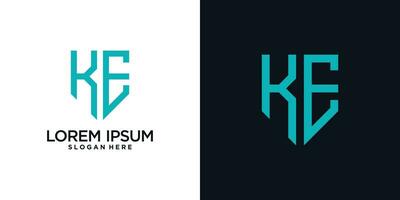 Monogram logo design initial letter k combined with shield element and creative concept vector