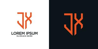 Monogram logo design initial letter j combined with shield element and creative concept vector