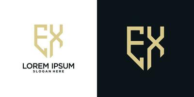 Monogram logo design initial letter e combined with shield element and creative concept vector