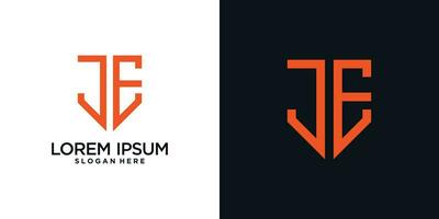 Monogram logo design initial letter j combined with shield element and creative concept vector