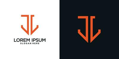 Monogram logo design initial letter j combined with shield element and creative concept vector