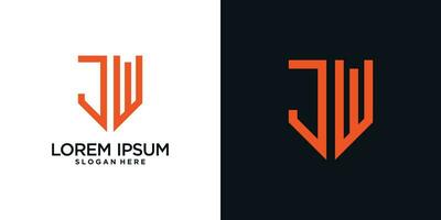 Monogram logo design initial letter j combined with shield element and creative concept vector