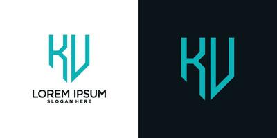 Monogram logo design initial letter k combined with shield element and creative concept vector