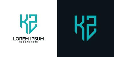 Monogram logo design initial letter k combined with shield element and creative concept vector
