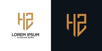 Monogram logo design initial letter h combined with shield element and creative concept vector