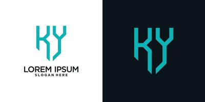 Monogram logo design initial letter k combined with shield element and creative concept vector