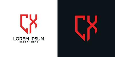 Monogram logo design initial letter c combined with shield element and creative concept vector