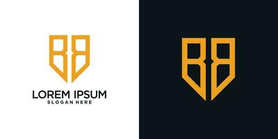 Monogram logo design initial letter b combined with shield element and creative concept vector