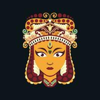 Indian Batik woman head icon vector image illustration