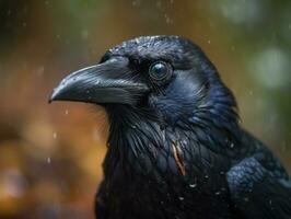 cuervo pájaro retrato creado con generativo ai tecnología foto