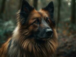 Belgian Tervuren dog created with Generative AI technology photo