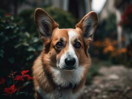 Corgi dog created with Generative AI technology photo