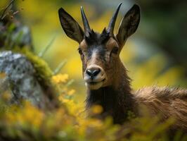 Chamois portrait created with Generative AI technology photo