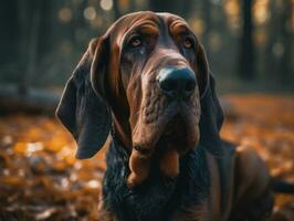 negro sabueso perro creado con generativo ai tecnología foto