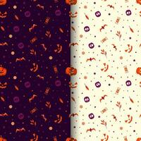 Halloween patterns collection for wrapping paper with pumpkin skull and bats vector