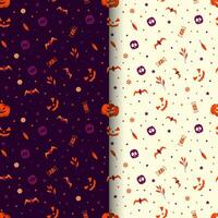 Halloween patterns collection for wrapping paper with pumpkin skull and bats vector