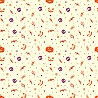 Halloween pattern with pumpkin skull and bats for wrapping paper. Halloween patter vector