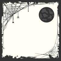 Halloween black frame illustration with spider net and tree silhouettes vector