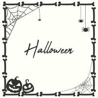 Decorative halloween bone skull frame with creepy tree branch vector