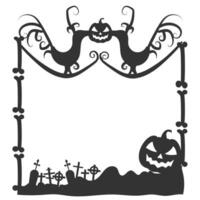 Halloween frame border with halloween elements like skull witch hat and spider net vector