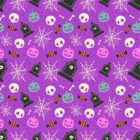 Happy halloween or party invitation background with halloween pattern. pattern with spiderwebs and tombstones vector