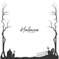 Halloween silhouette decorative frame with spider frame and creepy tree vector