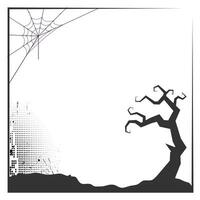 Halloween themed frame border with halloween dead tree and spider net vector