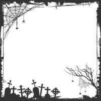 Halloween frame border silhouette with halloween elements vector