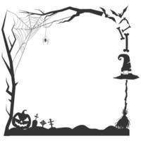 Halloween frame border silhouette with halloween elements vector