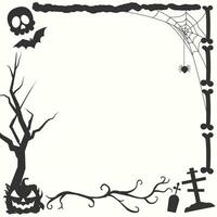 Halloween frame border silhouette with halloween elements vector