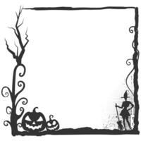 Halloween themed photo frame with halftone and halloween tree vector