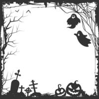 Halloween frame border silhouette with halloween elements vector