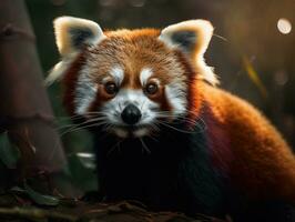 Red panda portrait created with Generative AI technology photo