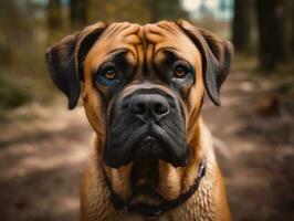 Bullmastiff dog created with Generative AI technology photo