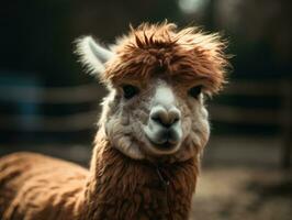 Alpaca portrait created with Generative AI technology photo