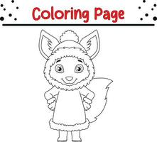 Happy Christmas Animal coloring book page for kids vector