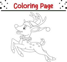 Cute Deer coloring page. Happy Christmas coloring book for  children. vector