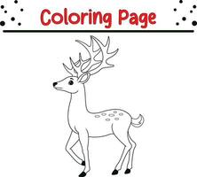 Cute Deer coloring page. Happy Christmas coloring book for  children. vector