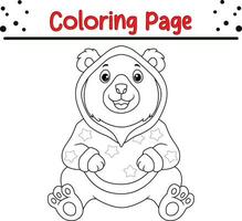 Happy Christmas animal coloring page. Black and white vector illustration for coloring book