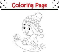 Happy Christmas coloring page. Black and white vector illustration for coloring book