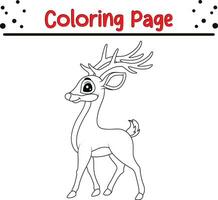 Cute Deer coloring page. Happy Christmas coloring book for  children. vector