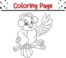 Christmas bird coloring page for children vector