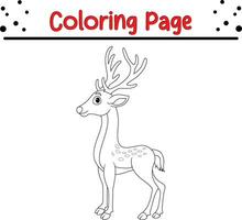 Cute Deer animal coloring page. Happy Christmas coloring book for kids. vector